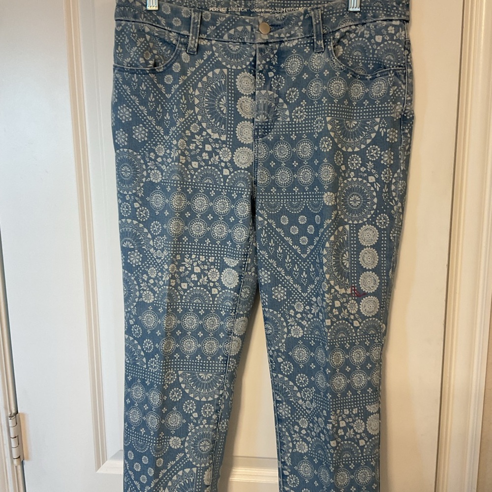 Blue and White Patterned Jeans